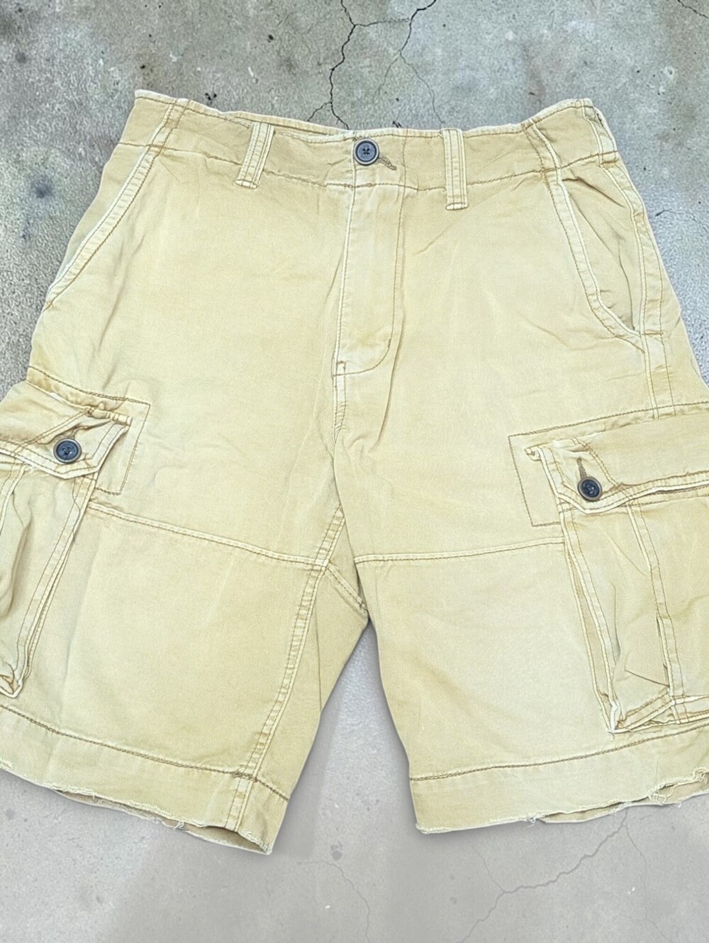 Vintage Y2K Baggy Cargo Shorts American Eagle 30W Yellow 2000s Skater Core